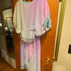 CAROL PERETZ Vintage Silk Mousseline Ombré 2pc size 8